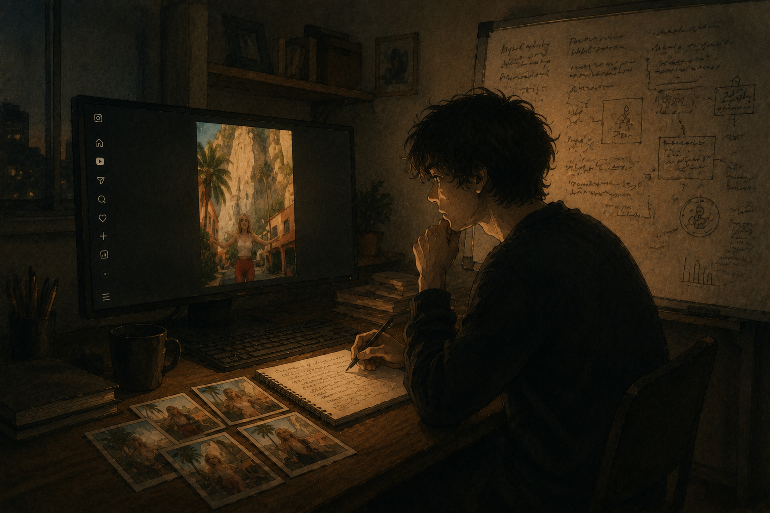 Analyzing with a PC screen and a whiteboard